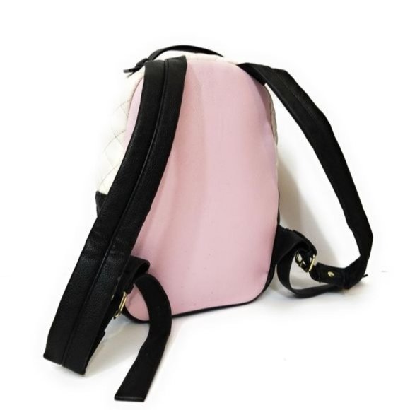 Betsey Johnson Quilted Mini Backpack in Pink and Black - Picture 4 of 9